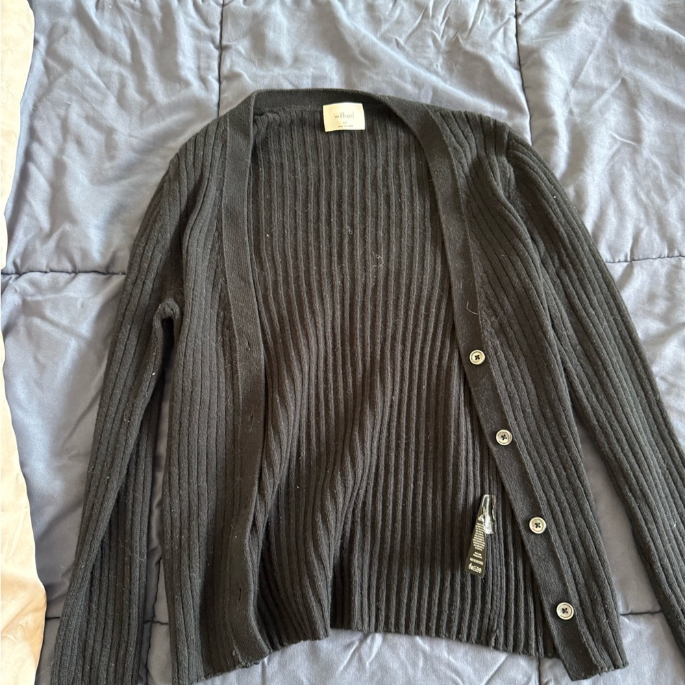 Wilfred Black Ribbed Cardigan